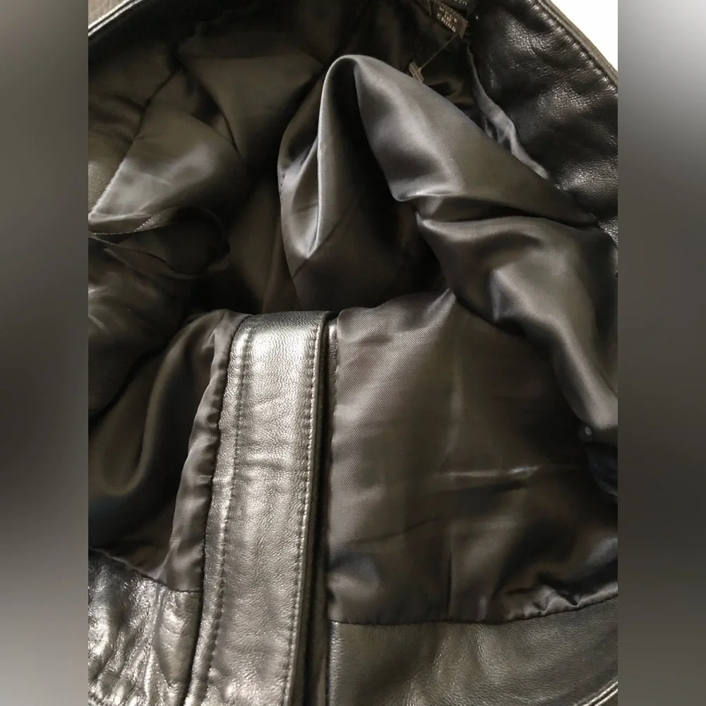REM GARSON Vintage Black Leather Pants With Side Slits Size 10